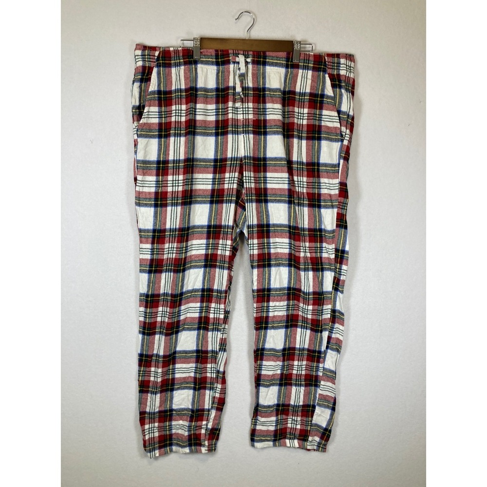 Holiday Plaid Old Navy Men XXL White Red Blue Flannel Pajama Pants Match The Fam